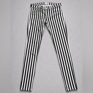 HUDSON High Waist KRISTA Super Skinny Ankle Jean Black White Stripes Womens 27